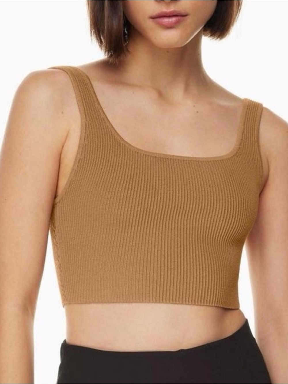 Babaton Ribbed Sculpt Knit Scoopneck Cropped Tank
